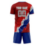 Custom Red Gray GeometricalPattern Soccer Set