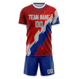 Custom Red Gray GeometricalPattern Soccer Set