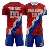 Custom Red Gray GeometricalPattern Soccer Set