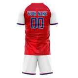 Custom Red White GeometricalPattern Soccer Set