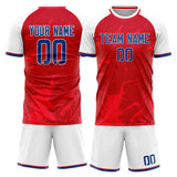 Custom Red White GeometricalPattern Soccer Set