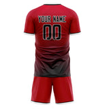 Custom Red Black GeometricalPattern Soccer Set