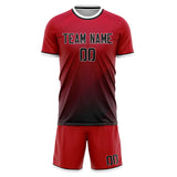 Custom Red Black GeometricalPattern Soccer Set