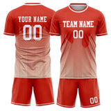Custom Red Cream GeometricalPattern Soccer Set