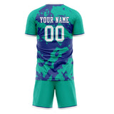 Custom Teal Purple GeometricalPattern Soccer Set