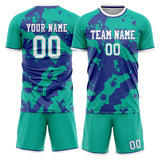 Custom Teal Purple GeometricalPattern Soccer Set