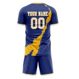 Custom Navy Gold GeometricalPattern Soccer Set