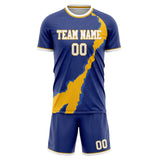 Custom Navy Gold GeometricalPattern Soccer Set