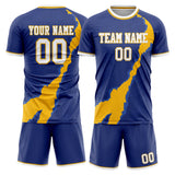 Custom Navy Gold GeometricalPattern Soccer Set