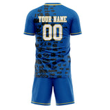Custom Blue Black GeometricalPattern Soccer Set