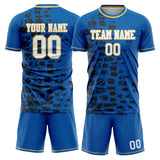 Custom Blue Black GeometricalPattern Soccer Set
