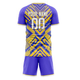 Custom Yellow Purple GeometricalPattern Soccer Set