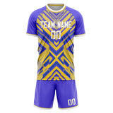 Custom Yellow Purple GeometricalPattern Soccer Set