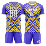 Custom Yellow Purple GeometricalPattern Soccer Set
