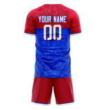 Custom Royal Red GeometricalPattern Soccer Set