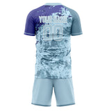 Custom Light Blue Purple GeometricalPattern Soccer Set