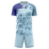 Custom Light Blue Purple GeometricalPattern Soccer Set