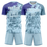 Custom Light Blue Purple GeometricalPattern Soccer Set