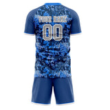 Custom Navy White GeometricalPattern Soccer Set