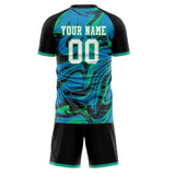 Custom Black Teal GeometricalPattern Soccer Set