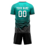 Custom Teal Gray GeometricalPattern Soccer Set