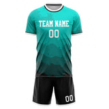 Custom Teal Gray GeometricalPattern Soccer Set
