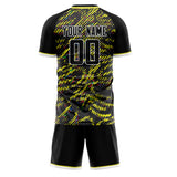 Custom Black Yellow GeometricalPattern Soccer Set