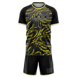 Custom Black Yellow GeometricalPattern Soccer Set