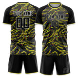 Custom Black Yellow GeometricalPattern Soccer Set