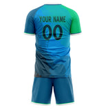 Custom Blue Green GeometricalPattern Soccer Set