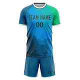 Custom Blue Green GeometricalPattern Soccer Set