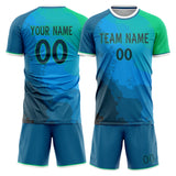 Custom Blue Green GeometricalPattern Soccer Set