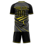 Custom Gray Yellow GeometricalPattern Soccer Set