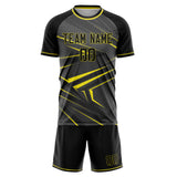 Custom Gray Yellow GeometricalPattern Soccer Set