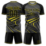 Custom Gray Yellow GeometricalPattern Soccer Set