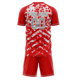 Custom Red White GeometricalPattern Soccer Set