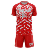 Custom Red White GeometricalPattern Soccer Set