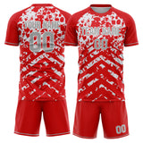 Custom Red White GeometricalPattern Soccer Set