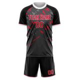 Custom Gray Red GeometricalPattern Soccer Set