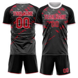 Custom Gray Red GeometricalPattern Soccer Set