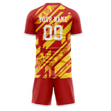Custom Gold Red GeometricalPattern Soccer Set