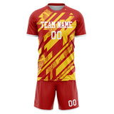 Custom Gold Red GeometricalPattern Soccer Set
