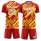 Custom Gold Red GeometricalPattern Soccer Set