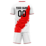 Custom White Red GeometricalPattern Soccer Set