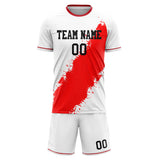 Custom White Red GeometricalPattern Soccer Set