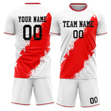 Custom White Red GeometricalPattern Soccer Set