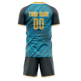 Custom Teal Gray GeometricalPattern Soccer Set