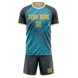Custom Teal Gray GeometricalPattern Soccer Set
