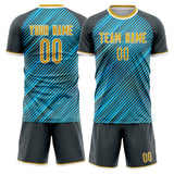 Custom Teal Gray GeometricalPattern Soccer Set