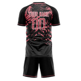 Custom Black Pink GeometricalPattern Soccer Set